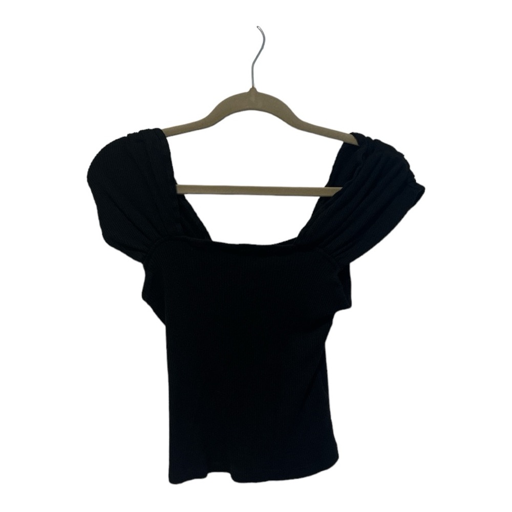 Anthropologie Black Ribbed Crop Top